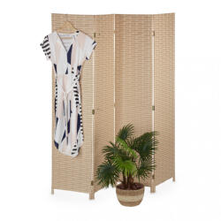 Relaxdays Panama paraván 4 fallal 170 cm térelválasztó világosbarna 10045551