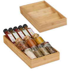 Relaxdays Bambusz fűszertartó fiókhoz 2 db-os készlet 10046355