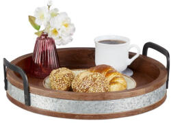 Relaxdays Mangófa ? tálalótálca fém peremmel 10047411