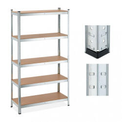 Relaxdays Nagy teherbírású polc 5 polcos ezüst 180x100x30 cm 10043642