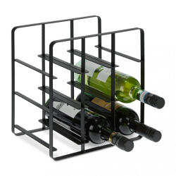 Relaxdays Minimal fém bortartó 9 palackhoz fekete 30, 5x27, 5x20 cm 10035806