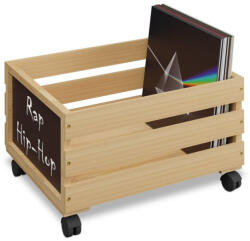 Relaxdays Irattartó bambusz doboz kerekekkel 27x43x34 cm 10049889