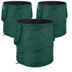 Relaxdays Pop-up kerti gyűjtőzsák 3 db-os szett 85 L zöld 10026437