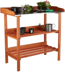 Relaxdays Barna 3 szintes ültetőasztal fém munkafelülettel 10020727