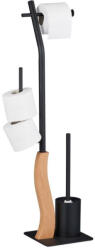 Relaxdays Sandy Álló WC-papírtartó fekete-natúr 10048776