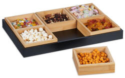 Relaxdays Snack tálaló készlet bambusz natúr-fekete 10048230
