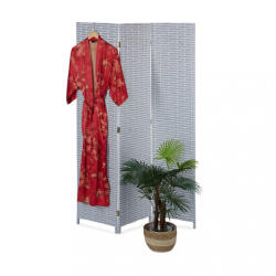 Relaxdays Panama paraván 3 fallal 170 cm térelválasztó szürke-fehér 10045554