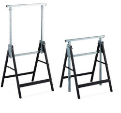 Relaxdays Összecsukható állítható magasságú bak 2db-os készlet acél fekete-ezüst 10026076