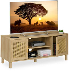 Relaxdays TV szekrény rattan kivitel 48x115x40 cm 10050462