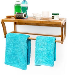Relaxdays Bambusz fürdőszoba polc törülközőtartóval 10014070