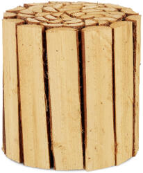 Relaxdays Kerek virágtartó sámli fenyőből 20, 5x20 cm 10031015