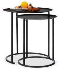 Relaxdays Modern egymásba rakható dohányzóasztal 2 db-os szett antracit 10024574