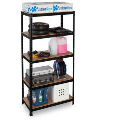 Relaxdays Nagy teherbírású szerszámtároló polcrendszer 1325 kg fekete-barna 10026752