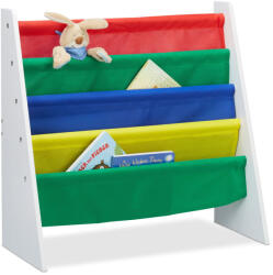 Relaxdays Gyerek játéktároló könyvespolc szövet rekeszekkel 10022755