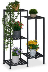 Relaxdays Fém virágtartó 5 polcos fekete 81x55x28, 5 cm 10050774_1709