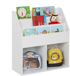 Relaxdays Fehér gyermek játéktároló könyvespolc 79x72x30 cm 10050156