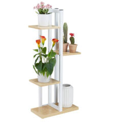 Relaxdays Beltéri virágtartó fehér-natúr 93x42, 5x22, 5 cm 10038816_137