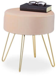 Relaxdays Bársony szék hajtűlábakkal bézs-arany színben 10049946_127