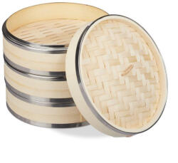 Relaxdays Bambusz gőzölő 3 szintes 23x24 cm 10031464