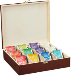 Relaxdays Fa teásdoboz 12 rekeszes sötétbarna 10032166