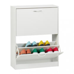 Relaxdays Billenőajtós cipősszekrény fehér 2 fiókos 80x60x24 cm 10048932_340