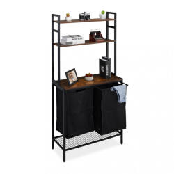 Relaxdays Indusztriális design szennyestartó szerkény polcokkal 162x80x34 cm 10048233