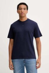 HUGO pamut póló fekete, sima, 50488330 - sötétkék XS