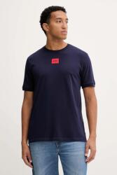 HUGO pamut póló fehér, nyomott mintás, 50447978 - sötétkék XXL