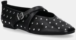 Tommy Jeans bőr balerina cipő MARYJANE STUDDED BALLERINA - fekete Női 36
