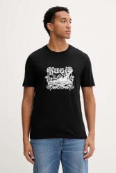 HUGO pamut póló fekete, nyomott mintás, 50548565 - fekete M