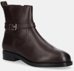 Tommy Hilfiger bőr csizma TH BUCKLE RIDING LEATHER BOOTIE barna, lapos talpú, FW0FW08781 - barna Női 37