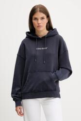 Guess Jeans pamut melegítőfelső sötétkék, nyomott mintás, kapucnis, W5BQ15 KCPR1 - sötétkék M