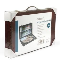  Akrilfesték készlet SINOART fa dobozban 34 részes