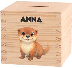 ATMOWOOD Gyerek fa persely - Állatok a folyóparton Válasszon egy állatot: Vidra (Skarbonka 9,5x9,5)