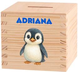 ATMOWOOD Gyerek fa persely - Jeges vidék Válasszon egy állatot: Pingvin (Skarbonka 9,5x9,5)