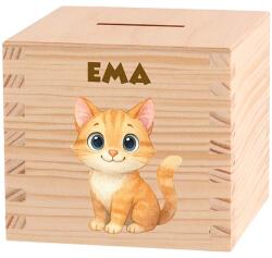 ATMOWOOD Gyerek fa persely - Kölyökállatok a farmon Válasszon egy állatot: Macska (Skarbonka 9,5x9,5)