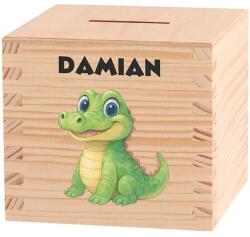 ATMOWOOD Gyerek fa persely - Állatok a folyóparton Válasszon egy állatot: Krokodil (Skarbonka 9,5x9,5)