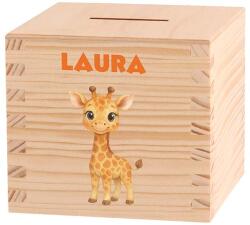 ATMOWOOD Gyerek fa persely - Afrikai kaland Válasszon egy állatot: Zsiráf (Skarbonka 9,5x9,5)