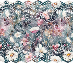 Takoy Elasztikus csipke 15 cm akvarell margaréták Diana mintával