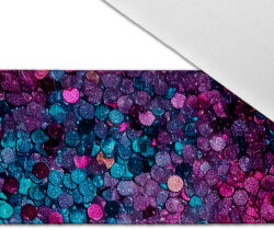 Takoy Nyomtatott dizájnos bársony gumiszalag 4cm - magenta és türkiz glitteres nyomtatás imitáció