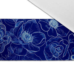 Takoy Nyomtatott dizájnos bársony gumiszalag 4cm - Kékfestő jellegű imitáció - virágok