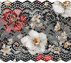 Takoy Elasztikus csipke 15 cm nárcisz fekete alapon