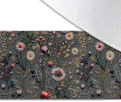 Takoy Nyomtatott dizájnos bársony gumi 4 cm réti virágok Antonia hímzés utánzat szürke