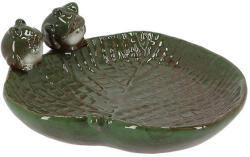 Esschert Design Levél alakú kerámia madáritató és madáretető, béka dekorációval (FB562) - naturebrand