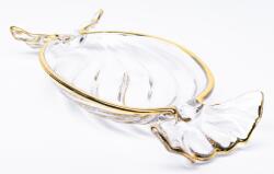  Aranyszegélyes kristály hatású dekoratív tál 23, 5 cm