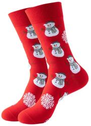 Snazzy Santa Karácsonyi hóemberes zokni - piros, hópelyhes mintával (41-47)
