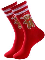 Snazzy Santa Karácsonyi mézeskalácsos zokni - piros, fehér csíkkal (41-47)