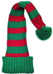 Snazzy Santa Hosszú kötött Mikulás sapka piros-zöld csíkos mintával