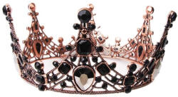 Viva. Z Tortadísz, korona, tiara fekete kristályokkal, rose gold, 14cm (1040)