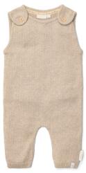 Little Dutch Salopeta tricotata din bumbac organic pentru bebelusi - Soft Beige Melee - Newborn Naturals - Little Dutch